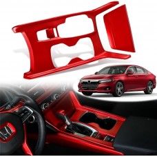 ATAIRSOFT 2PCS Gear Shift Panel Cover Carbon Fiber Style Fits for Honda Hybrid Accord 2018-2022 Interior Accessories for Gear Shift Panel Trim Red (Gas Version)