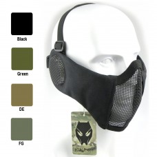 ATAIRSOFT Tactical Airsoft CS Protective Lower Guard Mesh Nylon Half Face Protection Mask with Ear Cover