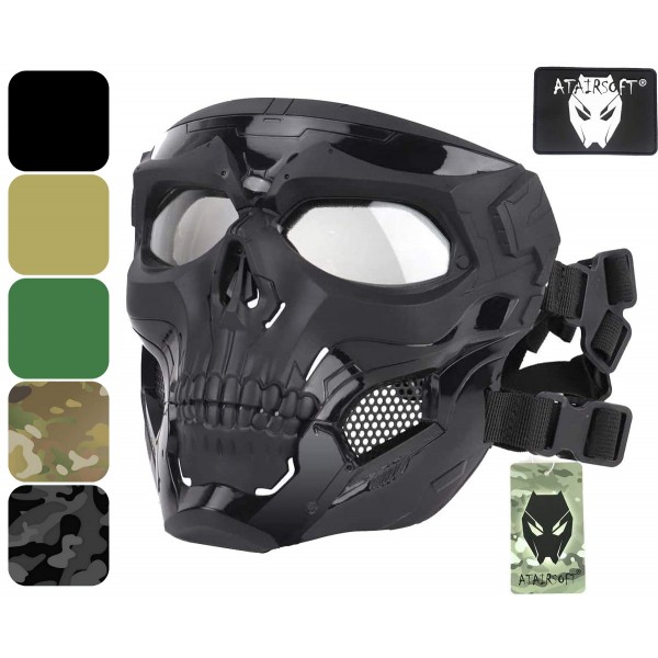 ATAIRSOFT Tactical Protective Adjustable Skull Full Face Mask for Airsoft Paintball Cosplay Costume Party Hockey