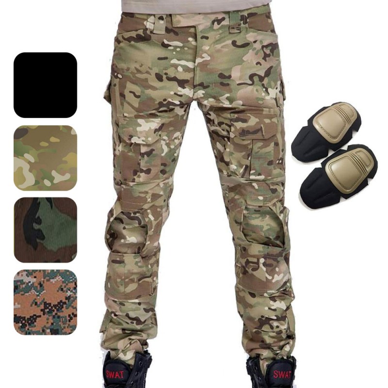Military Army Tactical Airsoft Paintball Shooting Pants Combat Men Pants Knee Pads Multicam MC 